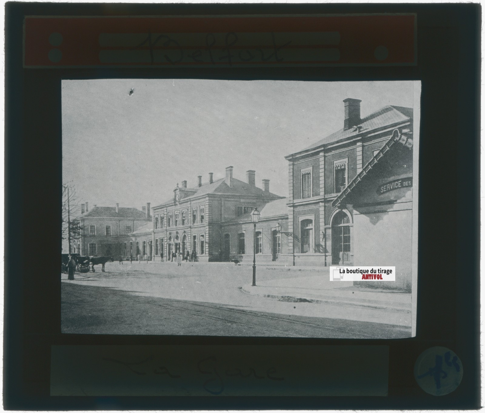 Belfort, Station, France, Photo Glass Plate, Black & White, Positive 8.5×10 Cm