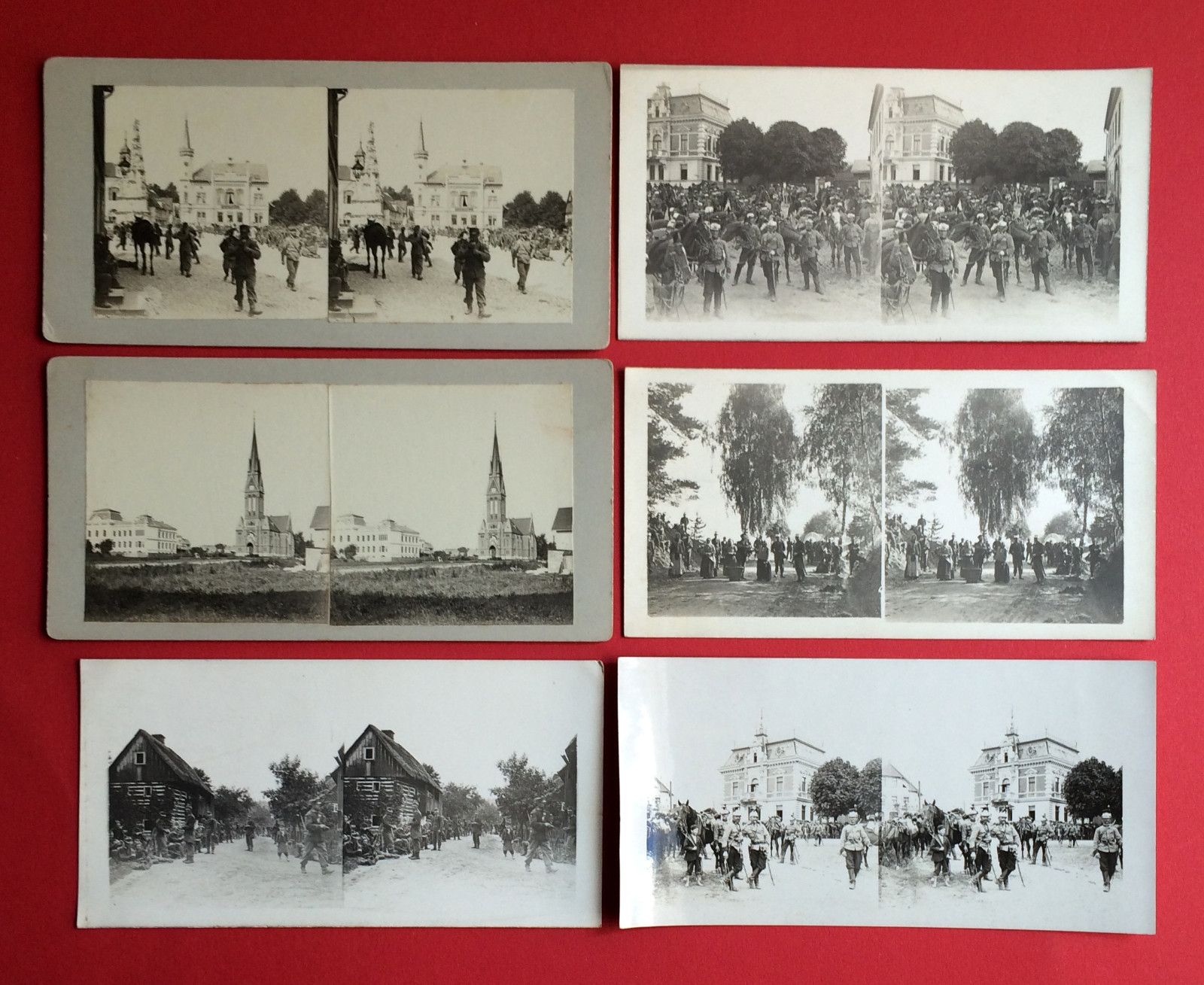 6 Vintage Stereo Photo Circa 1910 Military Maneuvers Soldiers (F14836