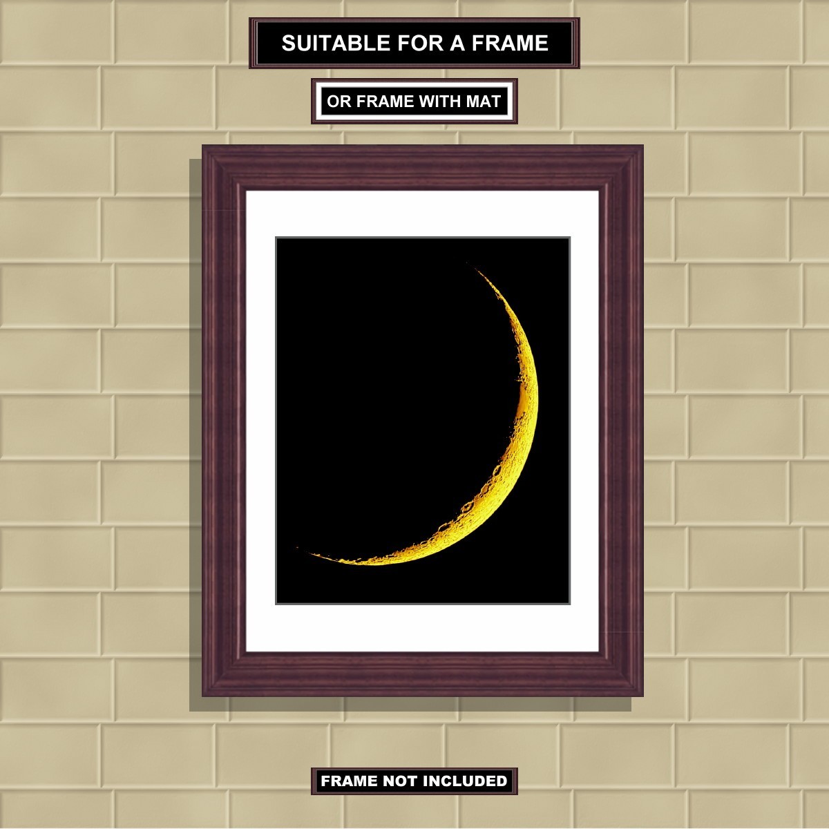 8×10 inch Setting Moon Decor Print at 5 Percent Waxing Crescent Phase M8561