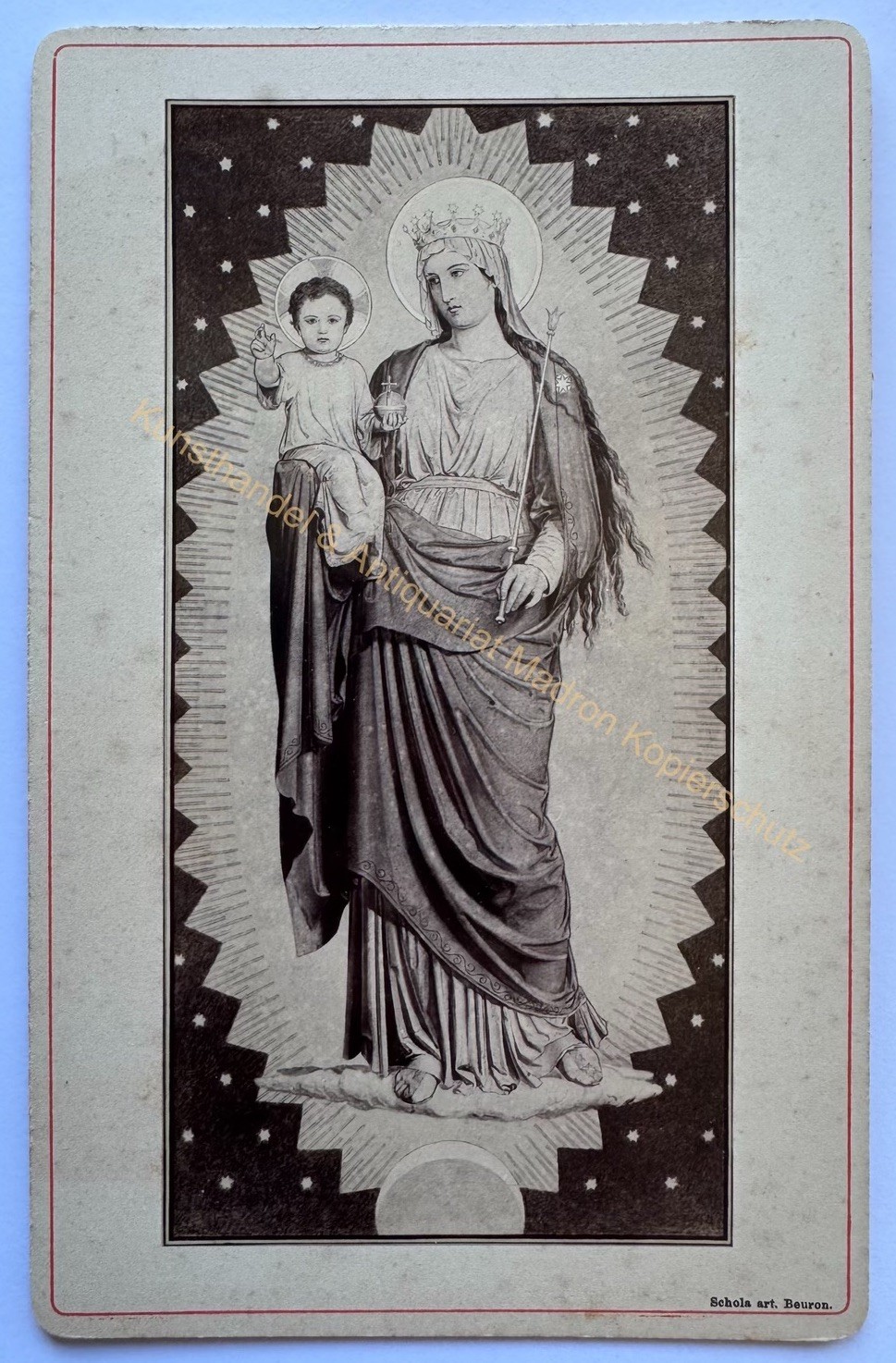 orig. KAB photo photograph picture old fashion around 1890 Beuron Mary child devotional picture