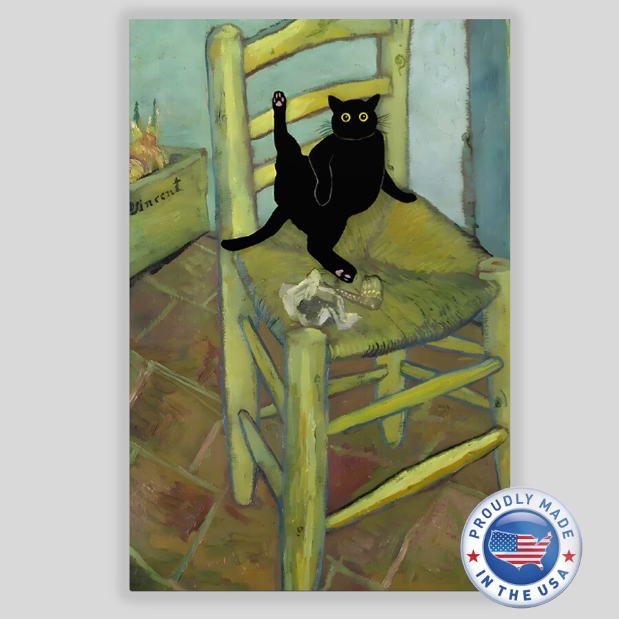 Van Gogh Chair Cat Premium Glossy Poster Print Photo Wall Art 13″ x 19″
