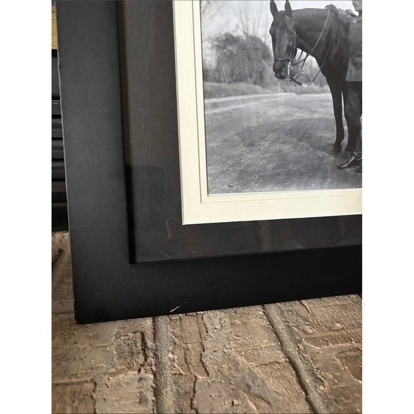 Army Major General Leonard Wood & Horse Black & White Framed Photo GIFT