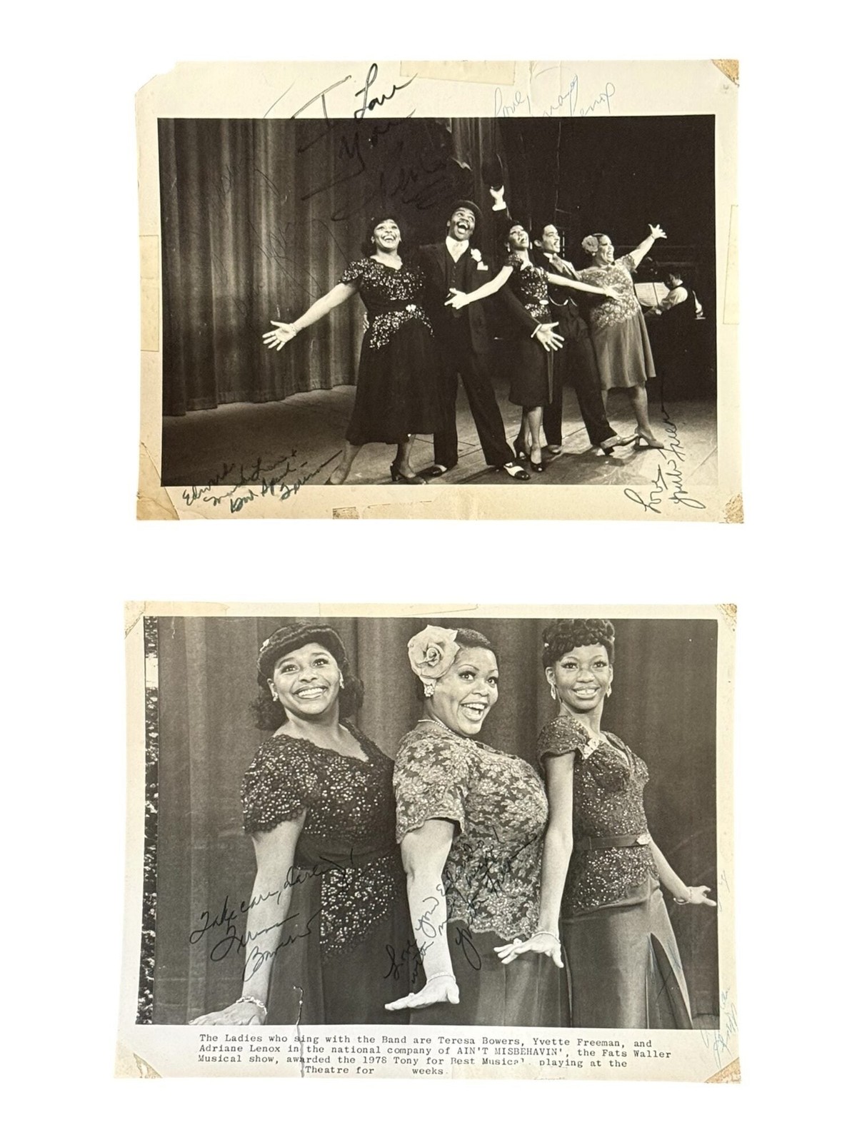 Broadway, Fats Waller / Two Signed Publicity Photos for Ain’t Misbehavin’ 1978