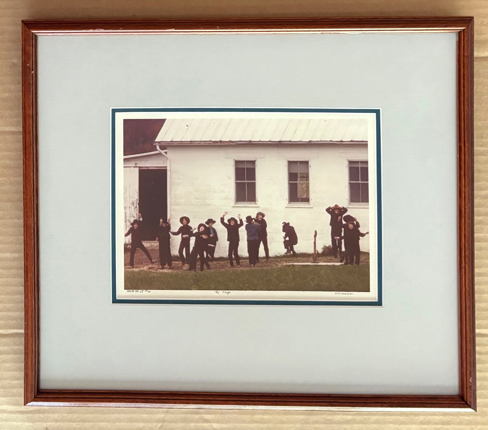 “The Frogs” – Amish Boys – Signed, Ltd. Ed. Photograph by Bill Coleman, framed