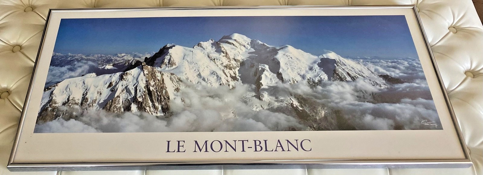 LE MONT-BLANC : Silver Framed Horizontal Hanging Poster Print : 33″ x 14″