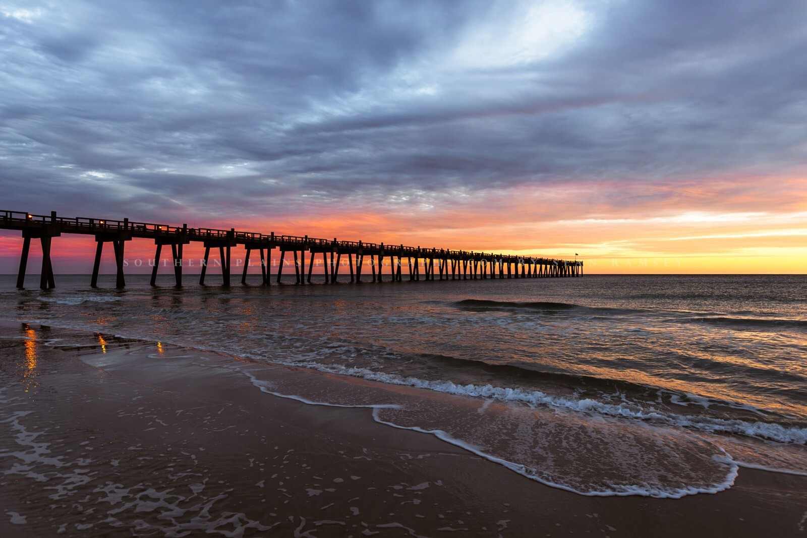 Pier Photography Print: Pensacola Beach Florida Sunset Gulf Coast Photo