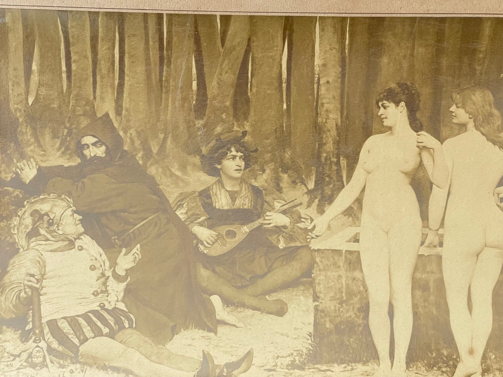 Grande Albumen Print Photo Saint Antoine Tentation Curiosa Sepia 19th Century