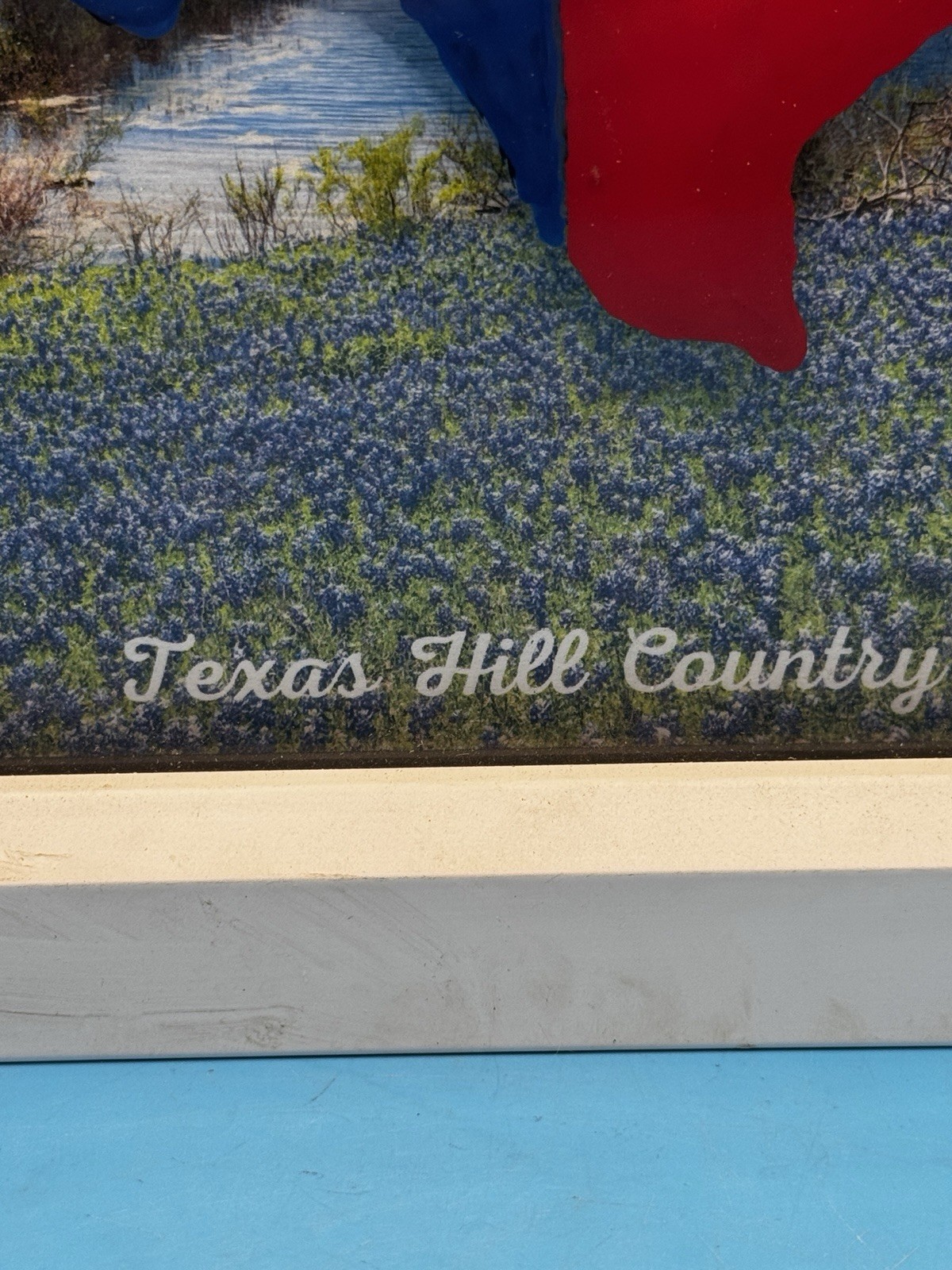 Texas Hill Country Bluebonnet Wall Art Hand Painted Glass Frame 10×10 Decor