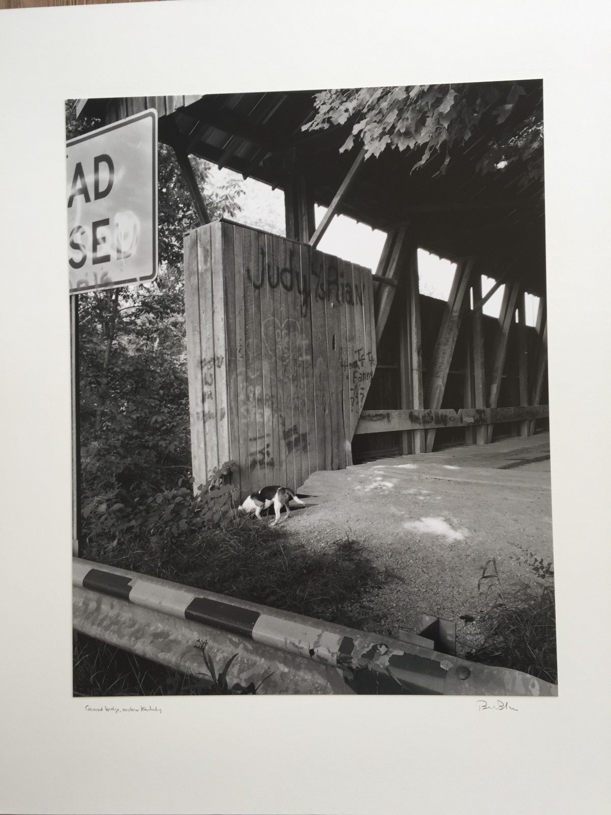BRUCE BLUM SIGNED B&W Photo Print (17 1/2″X 14″)-“Covered Bridge E Kentucky “