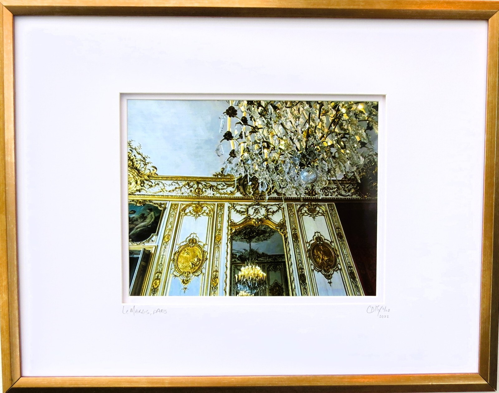 Paris Interior Architectural Framed Photography, Le Marais, Gold Frame